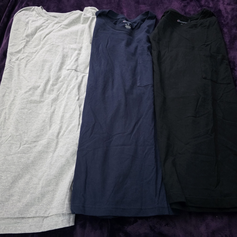 Set of Three T-Shirts in Gray, Navy, and Black